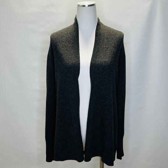Tahari Sweater Womens Medium Charcoal Gray Pure Luxe 100% Cashmere Open Cardigan - Picture 1 of 8